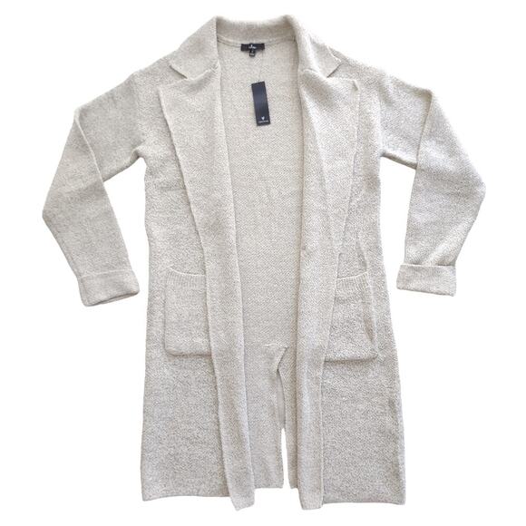 LULU'S Cuddle Club NEW Beige Long Sleeve Sweater Coat Cream Oatmeal Size M Comfy - Picture 4 of 10